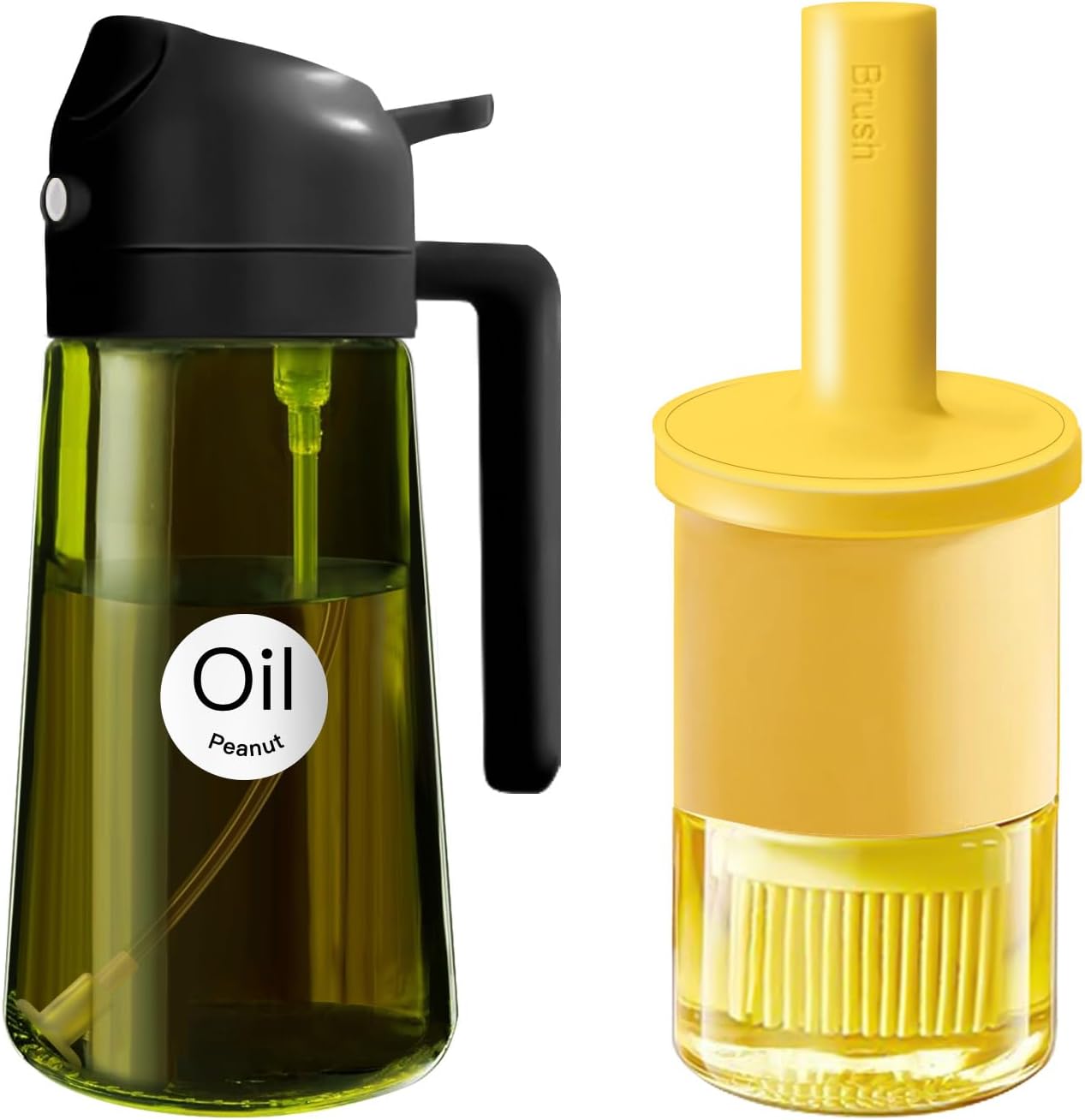 YARRAMATE Dark Green 16oz Oil Sprayer & 300ml Oil Dispenser with Brush - Versatile Kitchen Tools