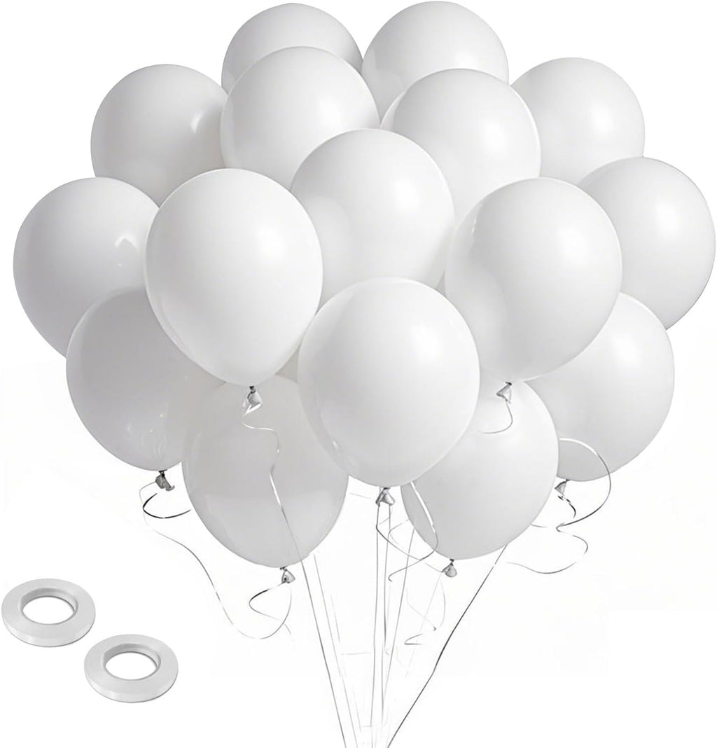 White Balloons | 100pcs Pearl Latex Party Balloons for Weddings, Graduations & Celebrations