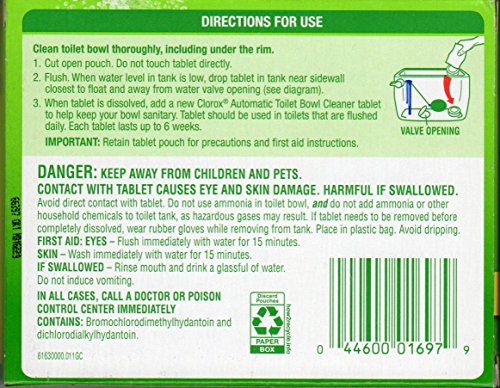 Clorox Automatic Toilet Bowl Cleaner Tablets, Bleach Cleaning Power, 2-Pack