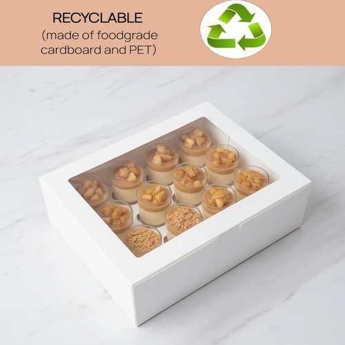 JRWTY Dessert Shooter Boxes, 6-Pack, Holds 12 Count 5 oz Dessert Shooters, Food-Grade Carrier Containers