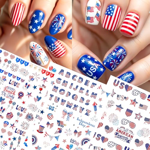 4th of July 3D Nail Art Stickers Self-Adhesive Patriotic Decals