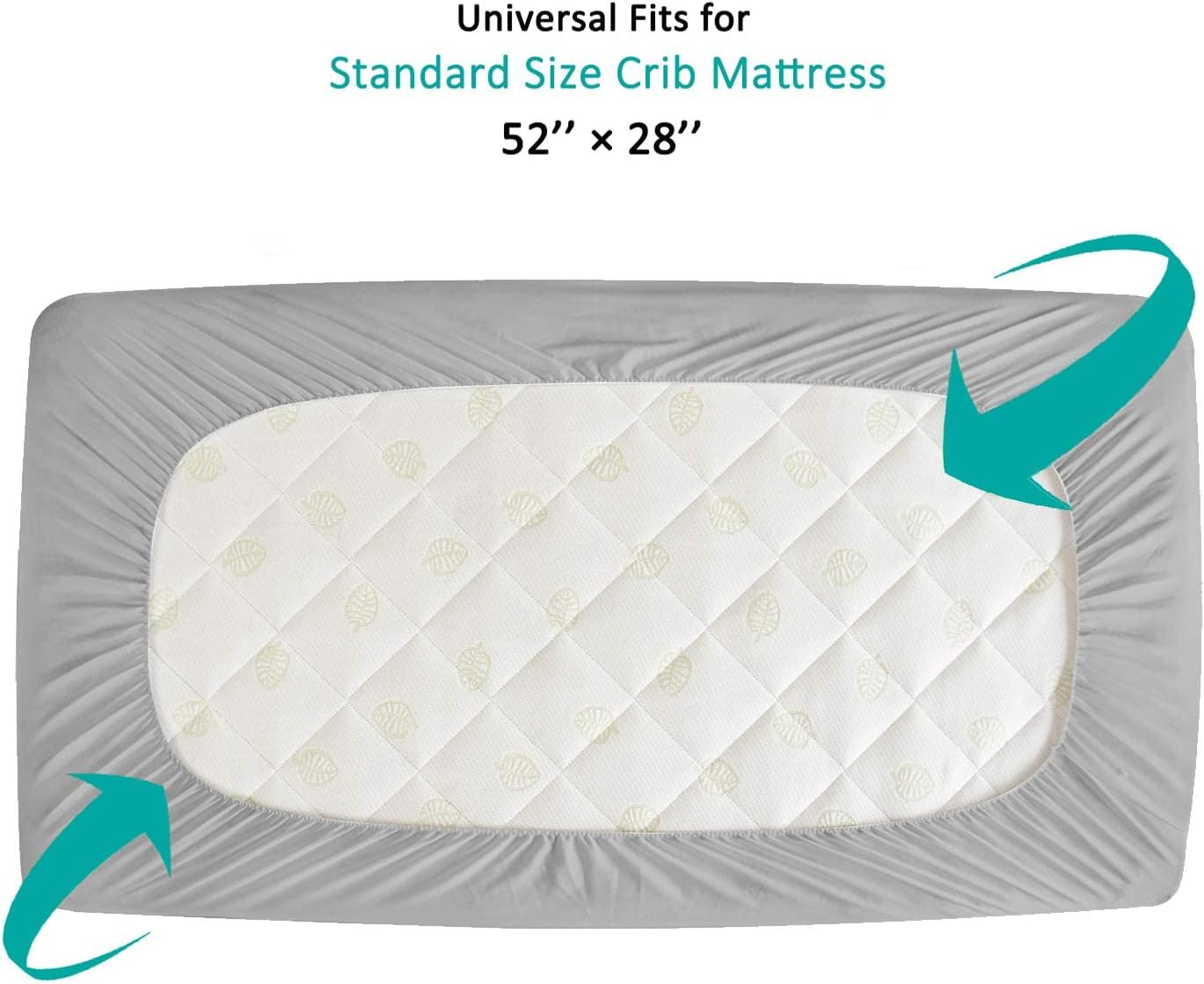 Skiennix Waterproof Crib Mattress Protector - Ultra Soft Viscose Terry, Fitted Design, Grey