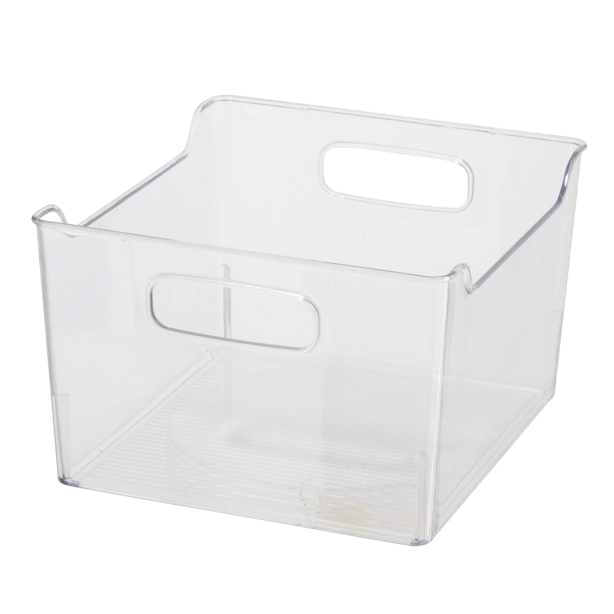 Oggi Storage Bin With Handles - Deep (9.75" x 9" x 6") - Ideal for Kitchen Organization, Pantry Storage, Fridge Organizing, Clear