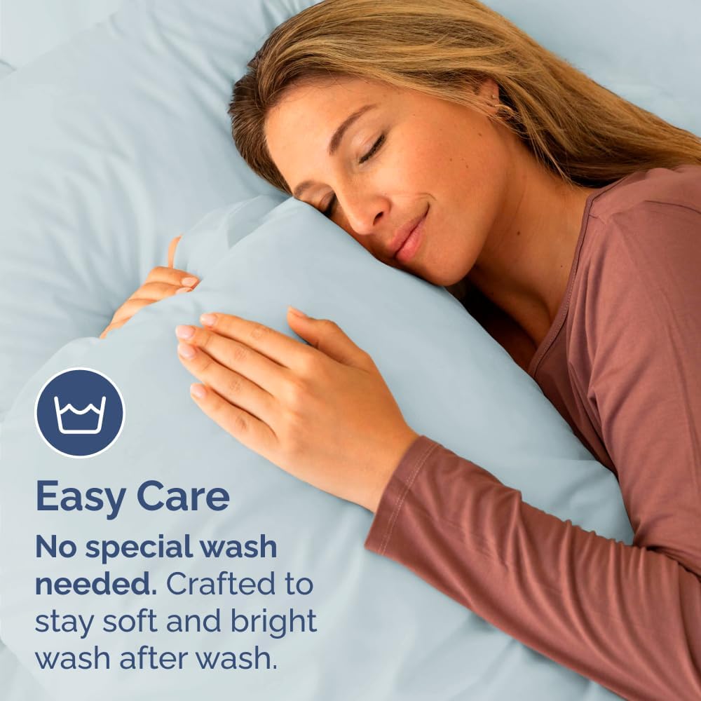 Skiennix Body Pillowcases Set of 2 | Soft 20x54 Long Pillow Covers for Side Sleepers - Wrinkle-Free, Machine Washable, Sky Blue