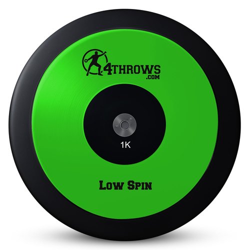 4THROWS Low Spin Competition Discus for Track & Field, High School, College, Men & Women — 70% Rim Weight, IAAF World Athletics Certified with Free Carry Bag, Neon Green and Black, 1kg
