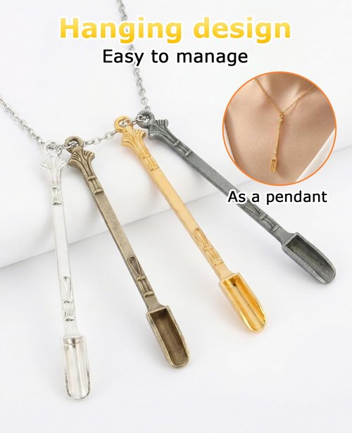 Geyynow 10 Pcs Mini Spoon Keychain, Metal Tiny Shovel Spoons for Home Kitchen Spices, Necklace Charms Pendants Diy Craft Making