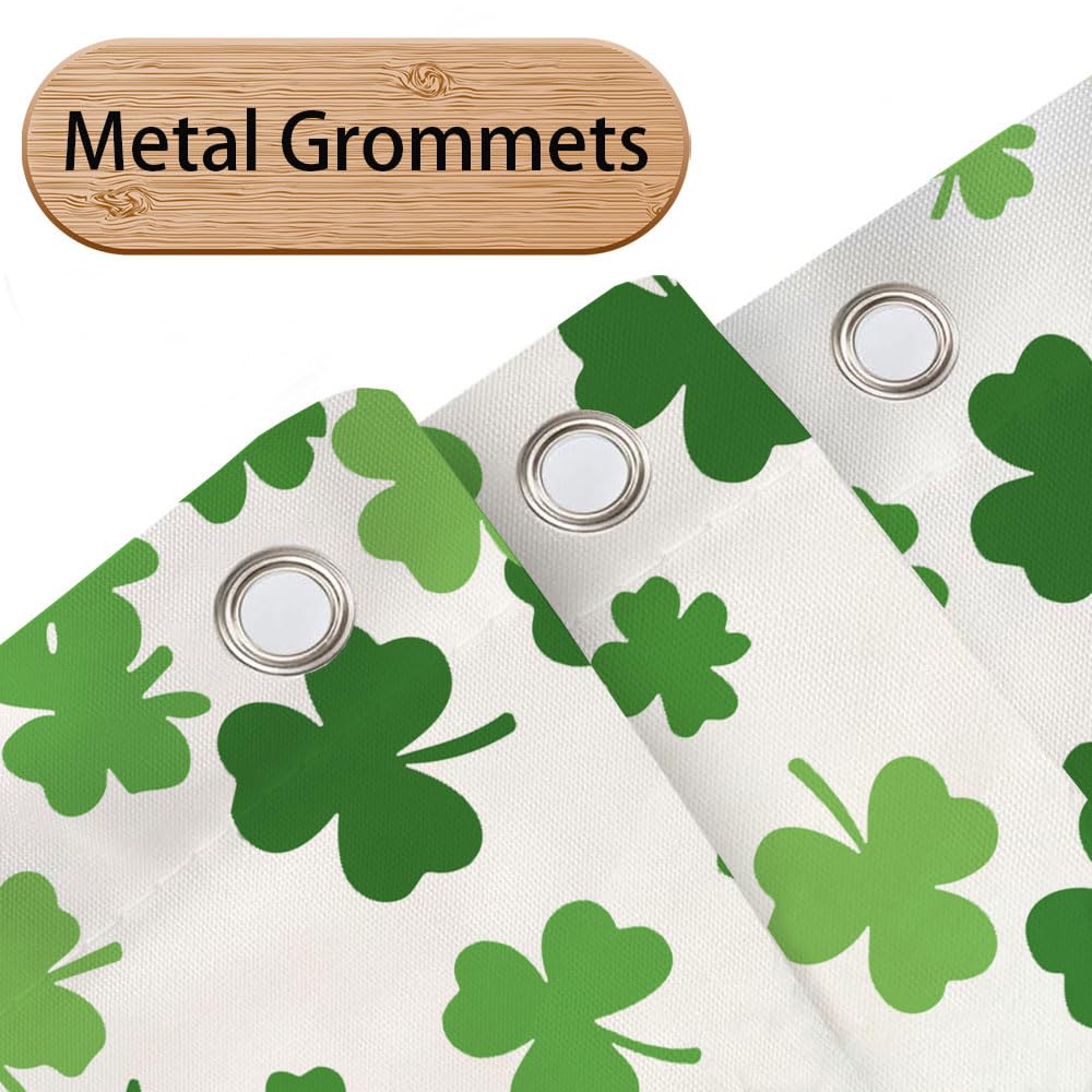 MDDGKH St Patrick's Day Shower Curtain Green Clover Leaf Shamrock Shower Curtains for Bathroom, Irish Decorations Fabric Home Decor Set with Hooks 71 x 71 Inch