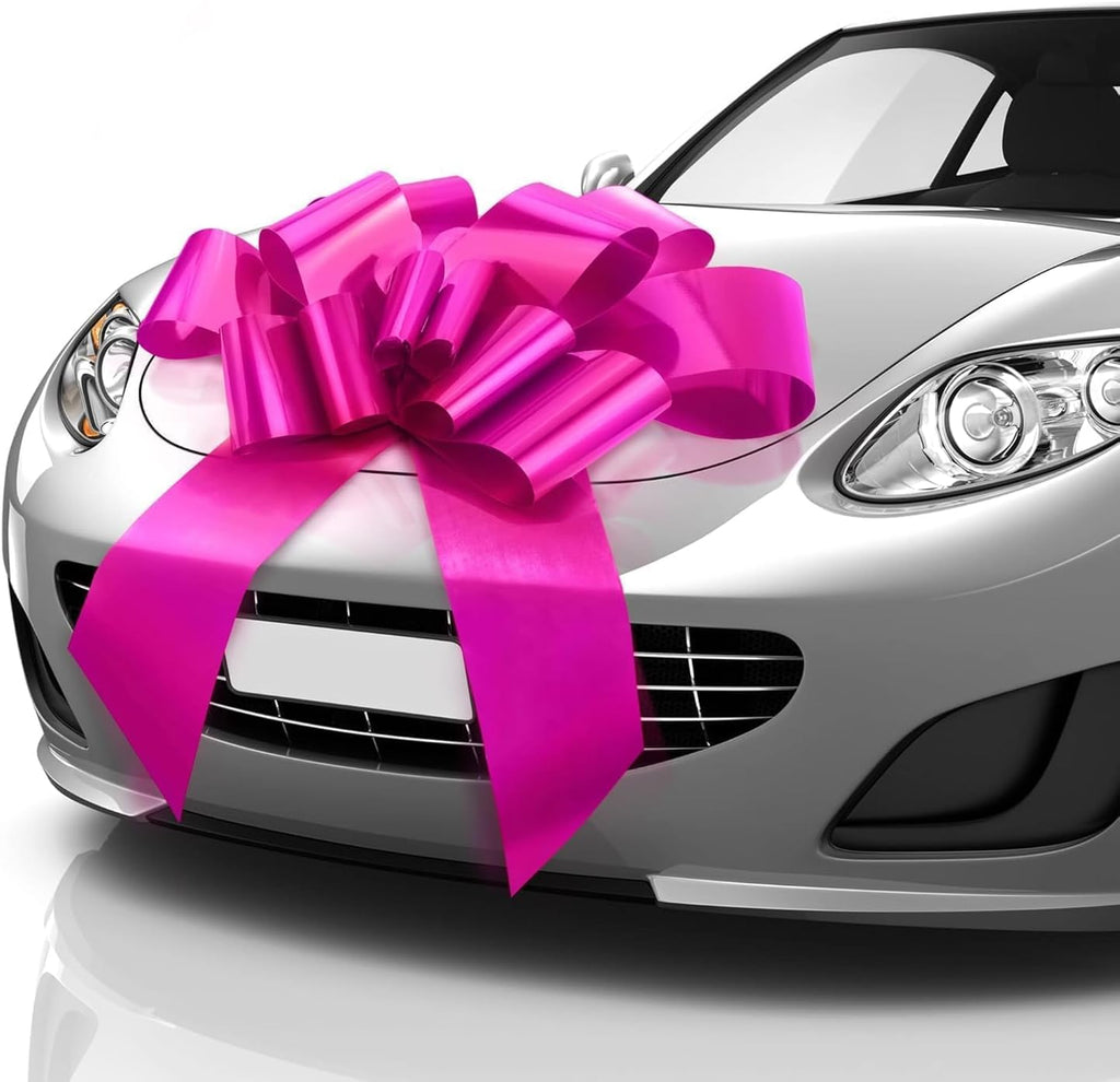 Mata1-USA Huge Pink Car Bow | 30-Inch Giant Gift Wrapping Bow for Indoor & Outdoor Use