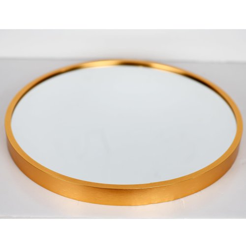SDlumeiy 12 Inch Aluminum Framed Modern Gold Round Wall Mirror, Small Metal Framed Mirror for Bathroom, Living Room, Entryway, Hallway Decoration (Gold, 12x12)