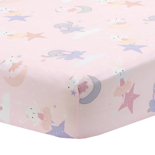 Bedtime Originals Tiny Dancer Polyester Fitted Crib Sheet - Pink, Animals, Celestial