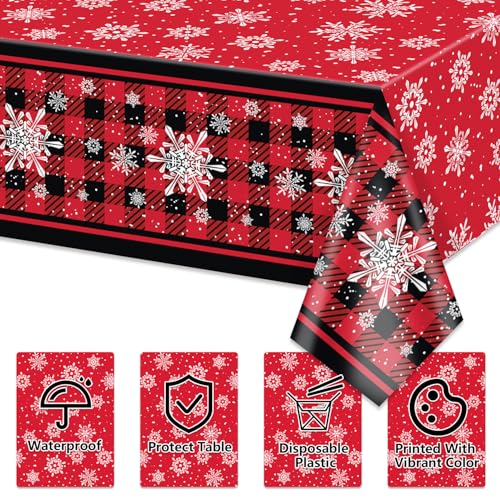 Buffalo Plaid Christmas Tablecloths - 4 Pack, 86x51 Inch