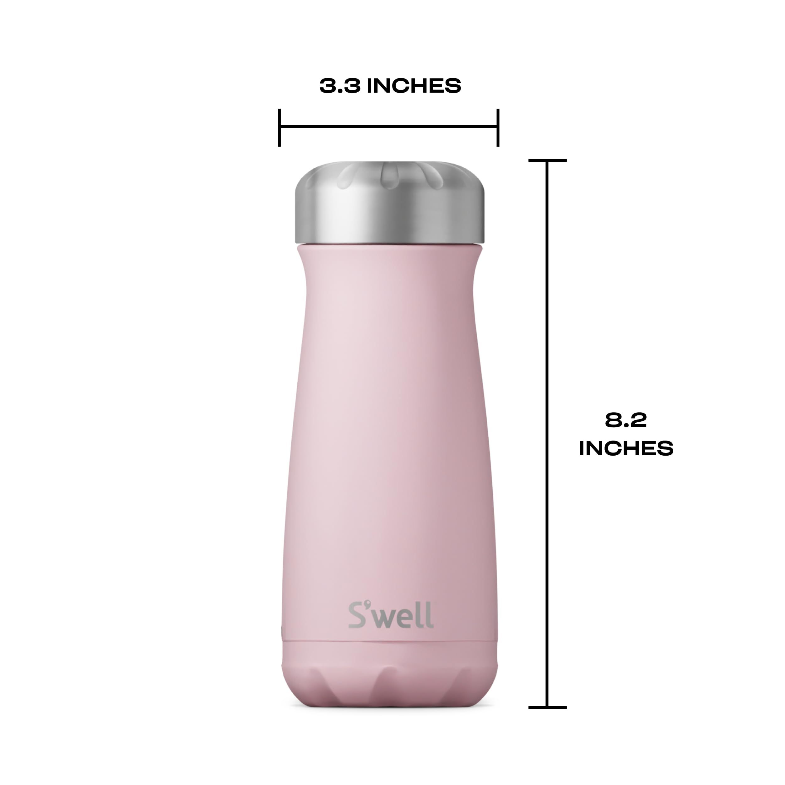 S'well Stainless Steel Traveler, 16oz, Pink Topaz, Triple Layered Vacuum Insulated Containers Keeps Drinks Cold for 24 Hours and Hot for 12, BPA Free, Easy Carrying On the Go