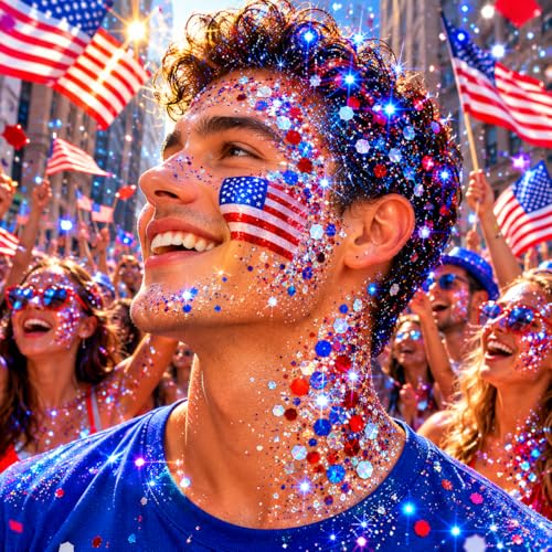 Red White and Blue Body & Face Glitter Gel - 50g Holographic