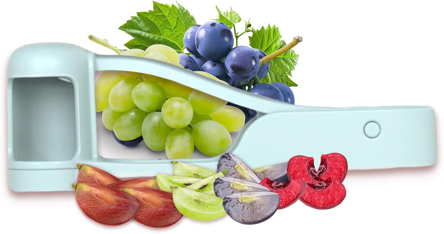 Skiennix Grape Cutter Tool - Safe Kitchen Fruit Slicer for Kids & Toddlers | Handheld Design for Small Fruits
