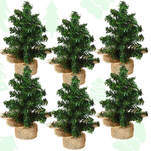 Mini Christmas Tree Set - 6 Pcs 7.87 Inch Tabletop Pine Decorations