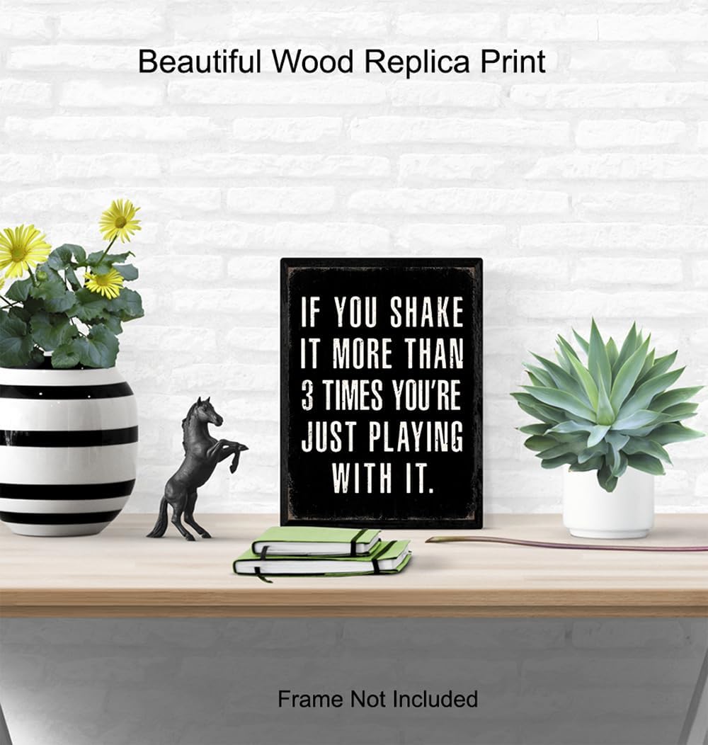 Skiennix Bathroom Wall Decor - Rustic Black Funny Sayings | Cute Sarcastic Gifts for Him - Small Masculine Art Print
