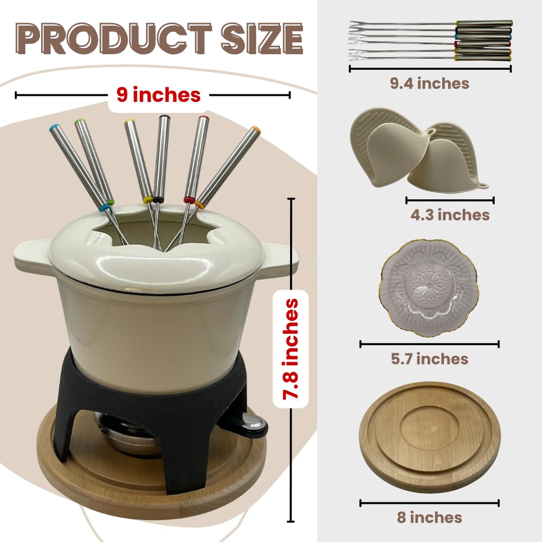 Cast Iron Fondue Set 15-Pcs With Accessories Fondue Kit For Swiss Fondue Cheese Meat Oil Fondue Pot Fondue Pot set, Cheese Fondue Set, Chocolate Fondue Pot, Cheese Melting Pot, Fondue Pot Non Electric