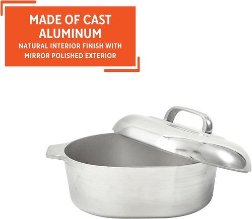 IMUSA USA Heavy-Duty Cajun Oval Aluminum Roaster - 15-Inch Silver Cookware