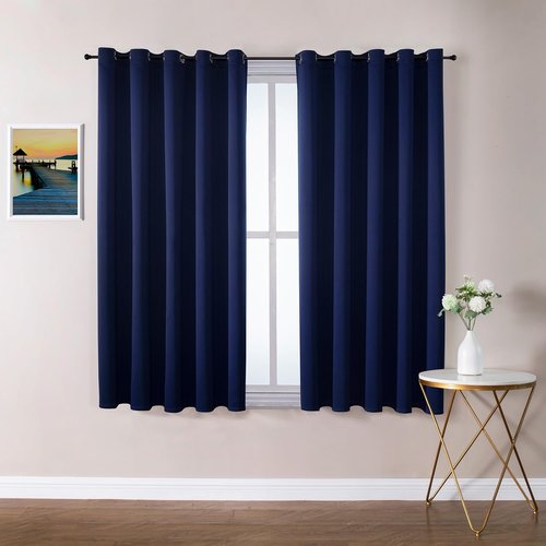 ChrisDowa Blackout Curtains - Extra Wide Thermal Insulated Grommet Panels for Bedroom | Navy Blue, 70 x 63 Inch