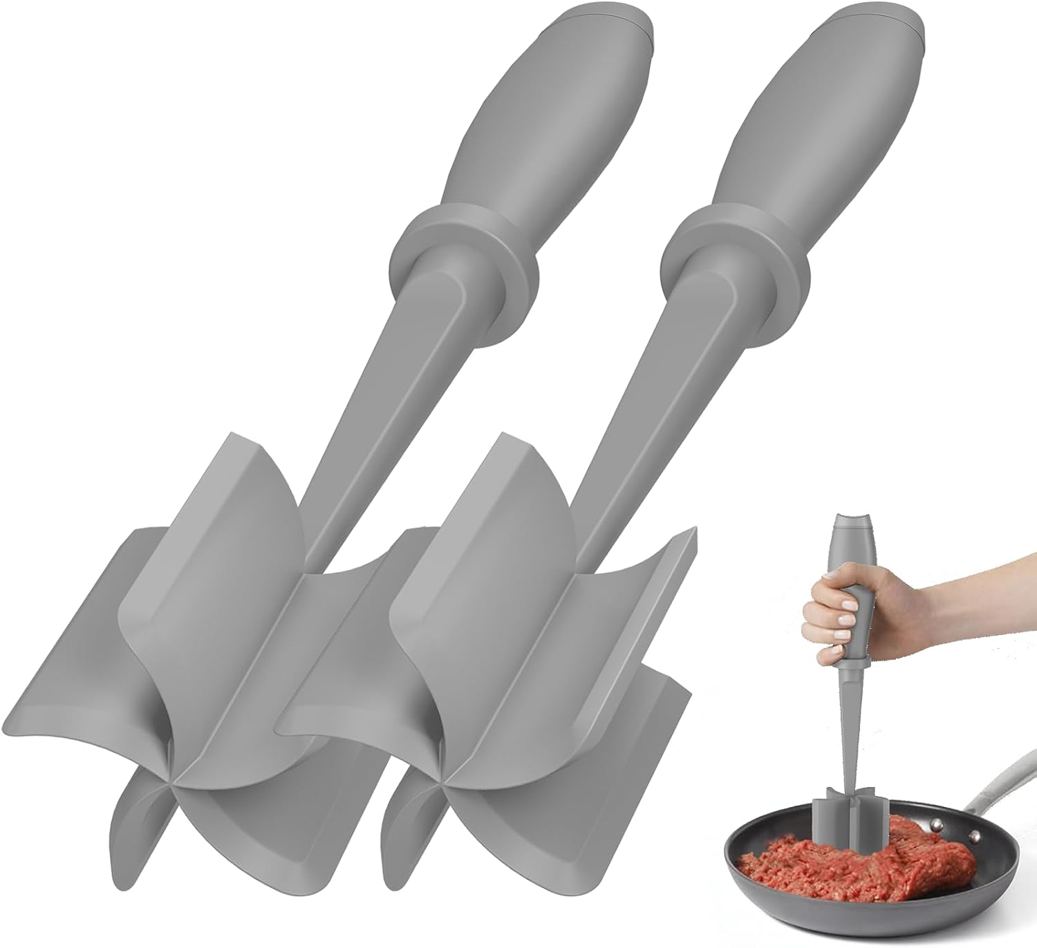 Skiennix Meat Chopper Set - Premium Heat Resistant Hamburger Grinder | 2 Pcs Black & Grey