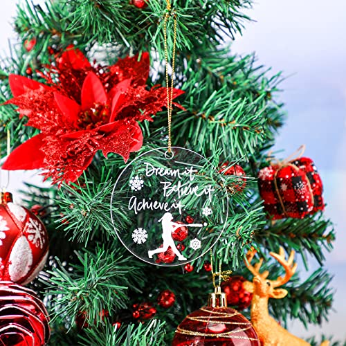 Softball Player Christmas Ornament - Clear Acrylic Holiday Decor