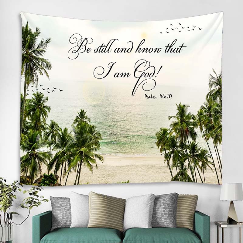 Christian Wall Tapestry - Be Still and Know That I Am God - 59x47