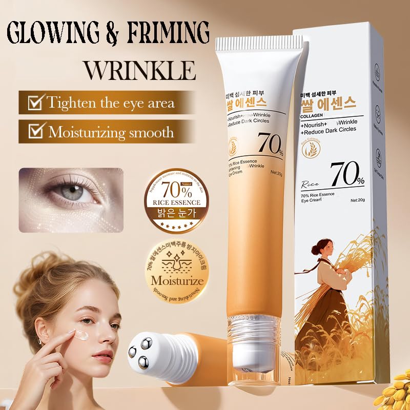 Easilydays Rice Essence Roll-On Eye Wrinkle Cream for Dark Circles & Puffiness