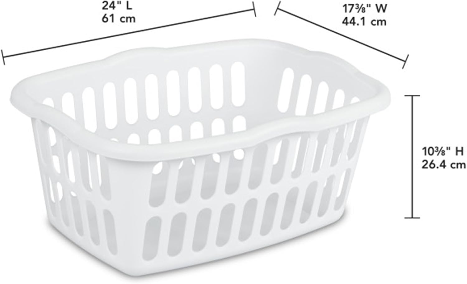 Sterilite Rectangular Laundry Basket - 12-Pack Plastic Clothes Hamper, 1.5 Bushel, White | Ideal for Bedroom & Bathroom Storage