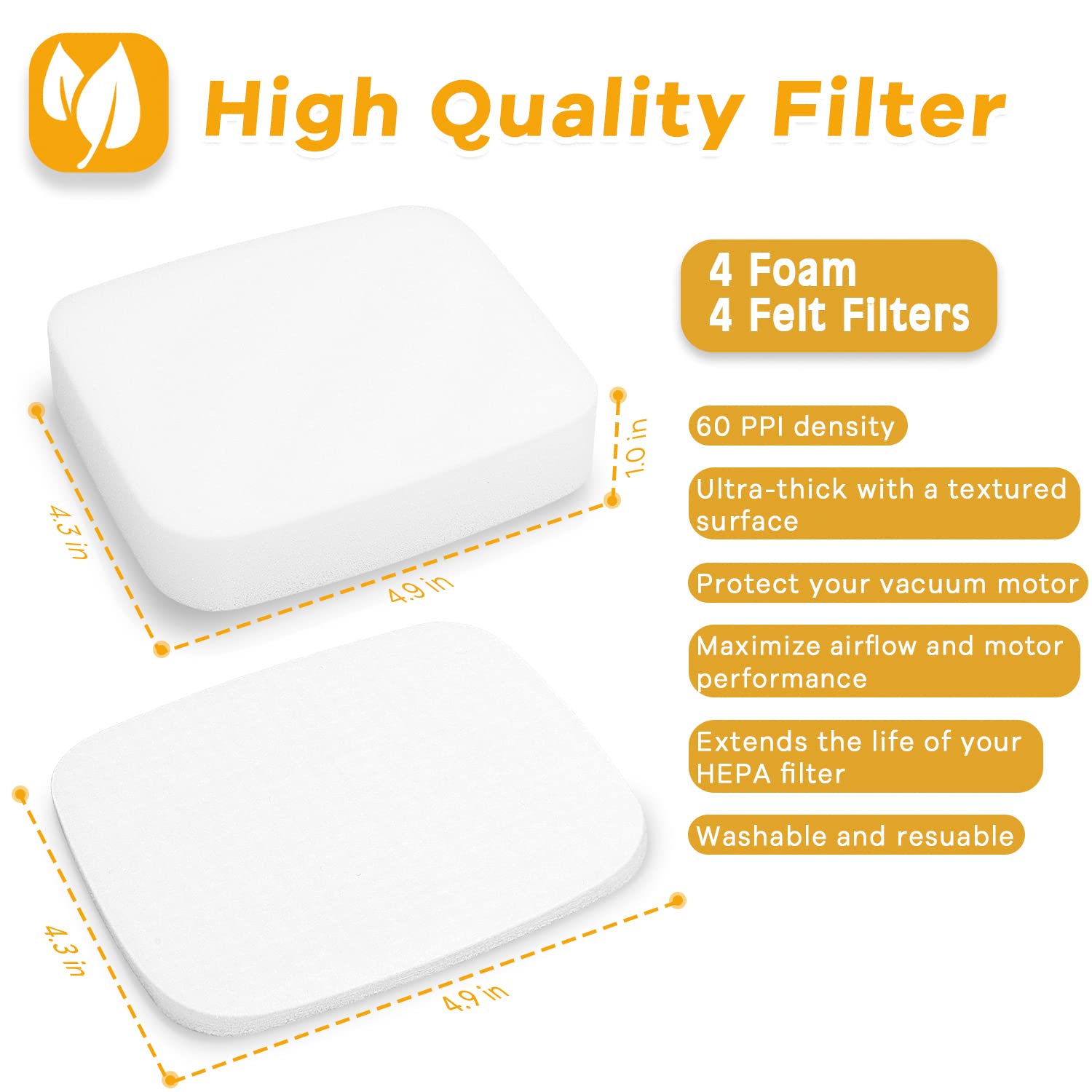 Airoak UV850 Felt & Foam Filters for Shark DuoClean Upright Vacuum