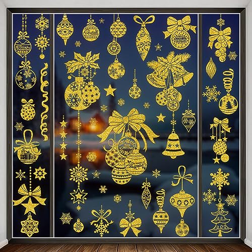 Christmas Snowflake Window Clings - Glitter Static Decals (4 Sheets)