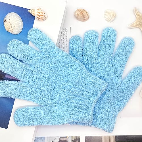 BlingKingdom Exfoliating Bath Gloves 1 Pair - Blue Body Scrub Mitts