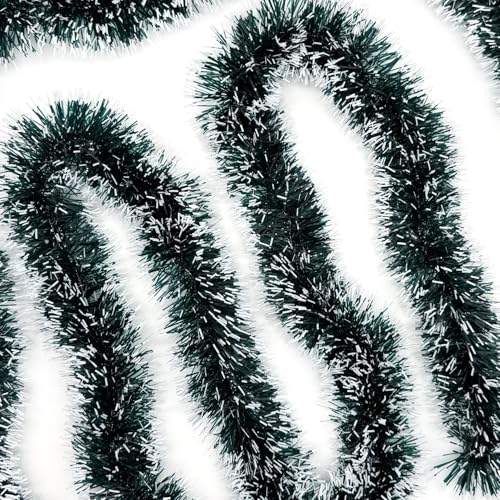 Dark White 50ft Christmas Tinsel Garland for Holiday Decorations & DIY Crafts