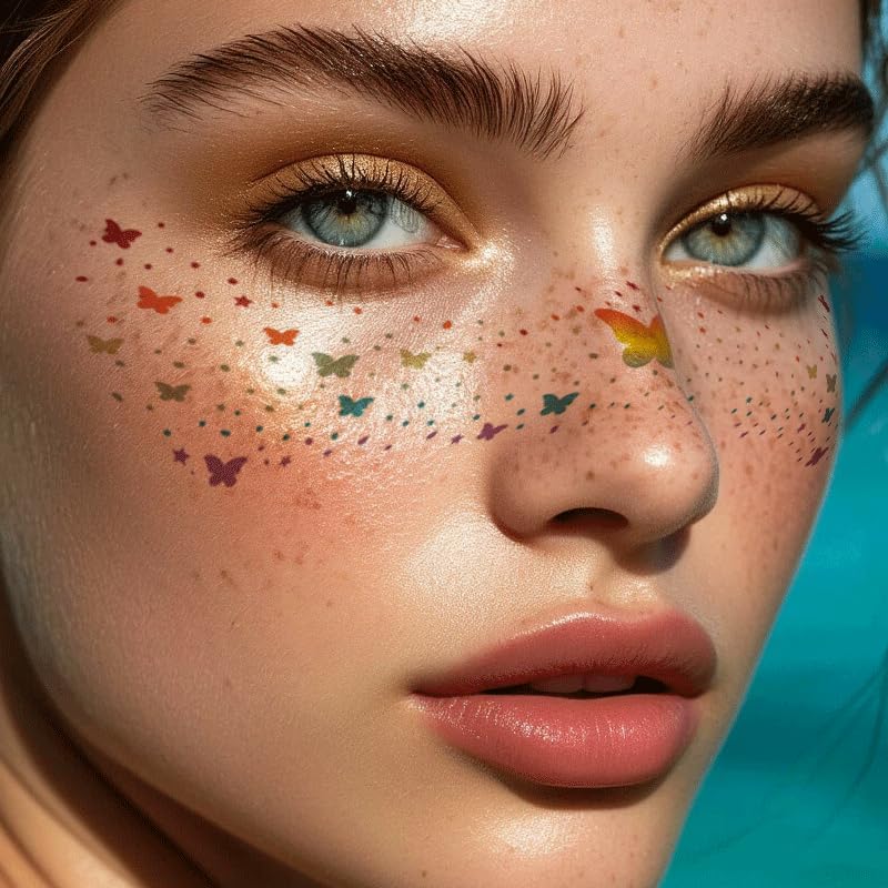 Glitter Freckle Face Tattoo Stickers Waterproof Sparkle Patches 4Pcs