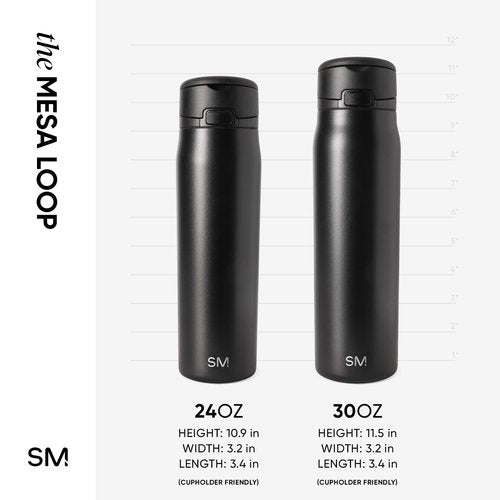 Simple Modern Mesa Loop Water Bottle with Covered Straw and Handle | 30oz Cup Holder Friendly Insulated Stainless Steel Bottles for Travel, Sports and School | Coconut Pearl