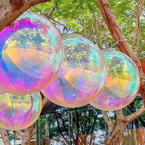 Round Iridescent 4D Balloons - 3 Pack 32 Inch Holographic Rainbow Party Decor
