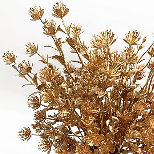 CATTREE Gold Baby's Breath Artificial Christmas Flowers 2 Pack for Wedding Bridal Decor