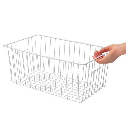 Upright Freezer Organizer Bins， Freezer Baskets for 16, 17, 21 cu.ft Standup Freezer, Wire Storage Baskets with Built-in Handles for Frozen Foods, Snacks, Vegetables, Fruits and More, Set of 6 , White