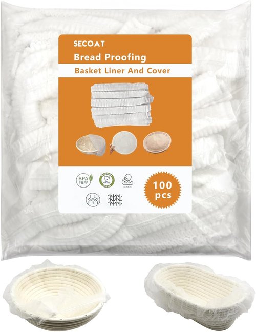 Banneton | 100 Pack Non-Stick Bread Proofing Basket Liners - BPA-Free, Elastic Design, 21" Size