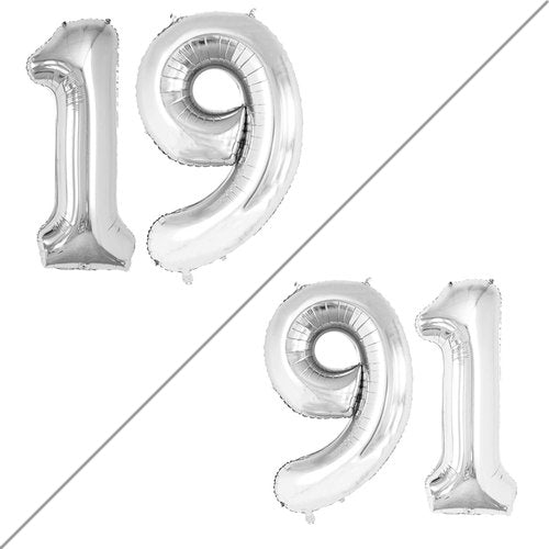 GOER Jumbo 42-Inch Number 19 Balloons - Sweet 19 Birthday Party Decorations in Silver