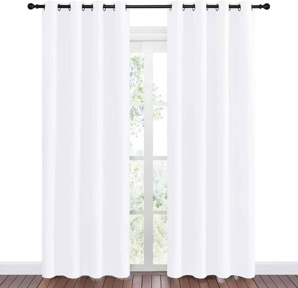 NICETOWN Window Curtains - 50% Light Blocking Grommet Drapes, Pure White, 55 x 86 Inches, 1 Pair