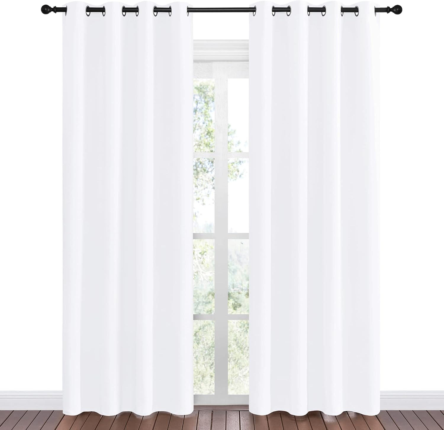 NICETOWN Window Curtains - 50% Light Blocking Grommet Drapes, Pure White, 55 x 86 Inches, 1 Pair