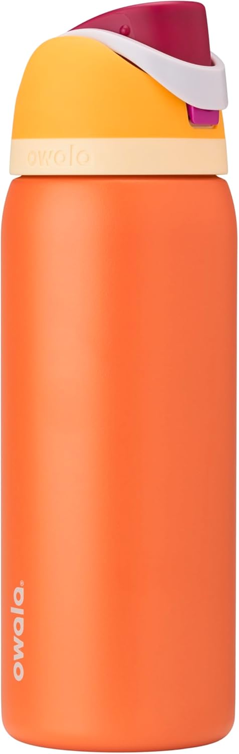 Owala FreeSip 32 oz Insulated Stainless Steel Water Bottle - BPA-Free with Straw | Citrus Crush for Sports & Travel