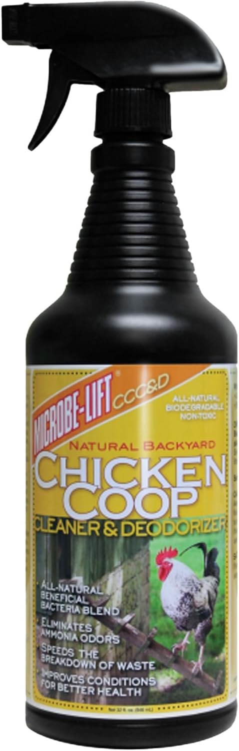 Microbe-Lift Chicken Coop Cleaner & Deodorizer - Natural 32 oz Solution for Clean Poultry Spaces