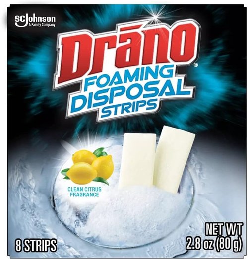 Drano Foaming Disposal Strips - Powerful Clog Remover | 8 Count for Effective Drain Cleaning