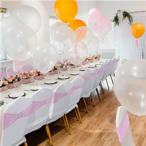 Babenest Spandex Chair Sashes - 50PCS Premium Stretch Covers with Buckle Slider for Weddings & Events | Pink