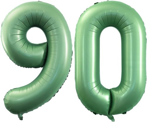 GOER 90th Birthday Balloons - 42 Inch Jumbo Sage Green Foil Helium Decorations