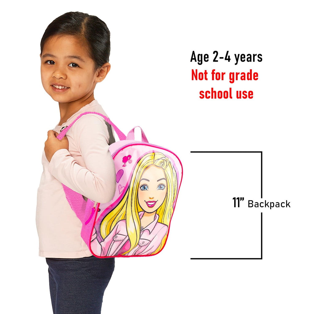 Barbie Mini Backpack with Lunch Box for Girls - Bundle with 11" School Bag, Lunch Bag Plus Tattoos, Water Bottle, and More | Barbie Girls Backpack Elementary School