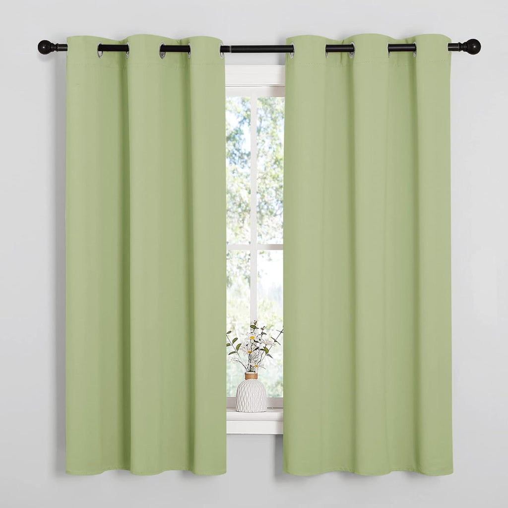 NICETOWN Thermal Insulated Blackout Curtains - Sage Green Grommet Drapes for Bedroom | 42 x 63 Inches
