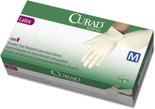 Curad Latex Exam Gloves - Powder-Free, Medium Size, 100 Count Box | Medical Safety Essentials
