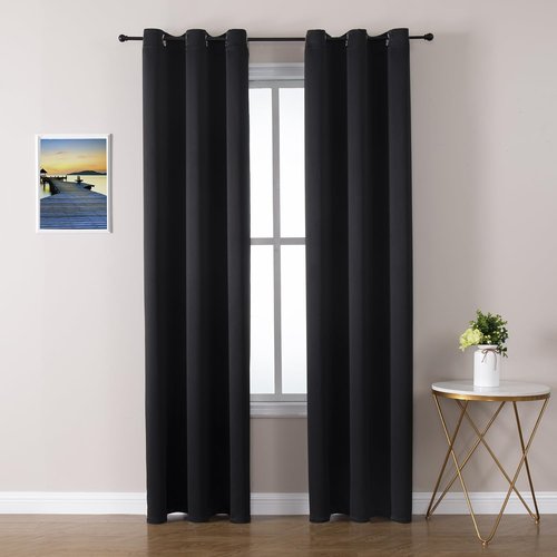 ChrisDowa Blackout Curtains - Thermal Insulated Room Darkening Panels, 2-Panel Set (Black, 42 x 78 Inch)